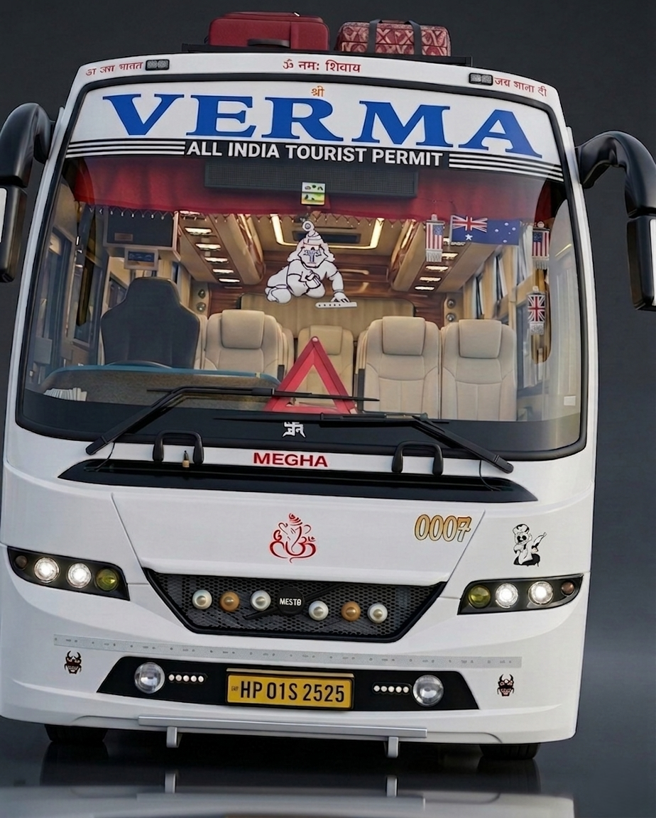 Luxury tourist bus on Himalayan road